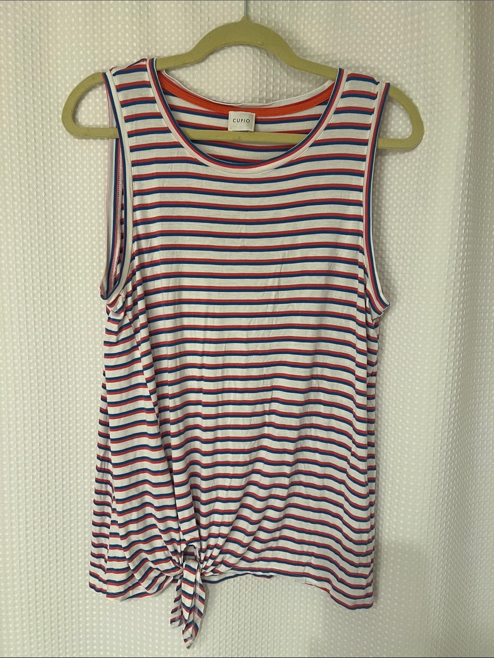 Cupio Striped Tie-Front Tank Top - White, Red & Blue—826-004